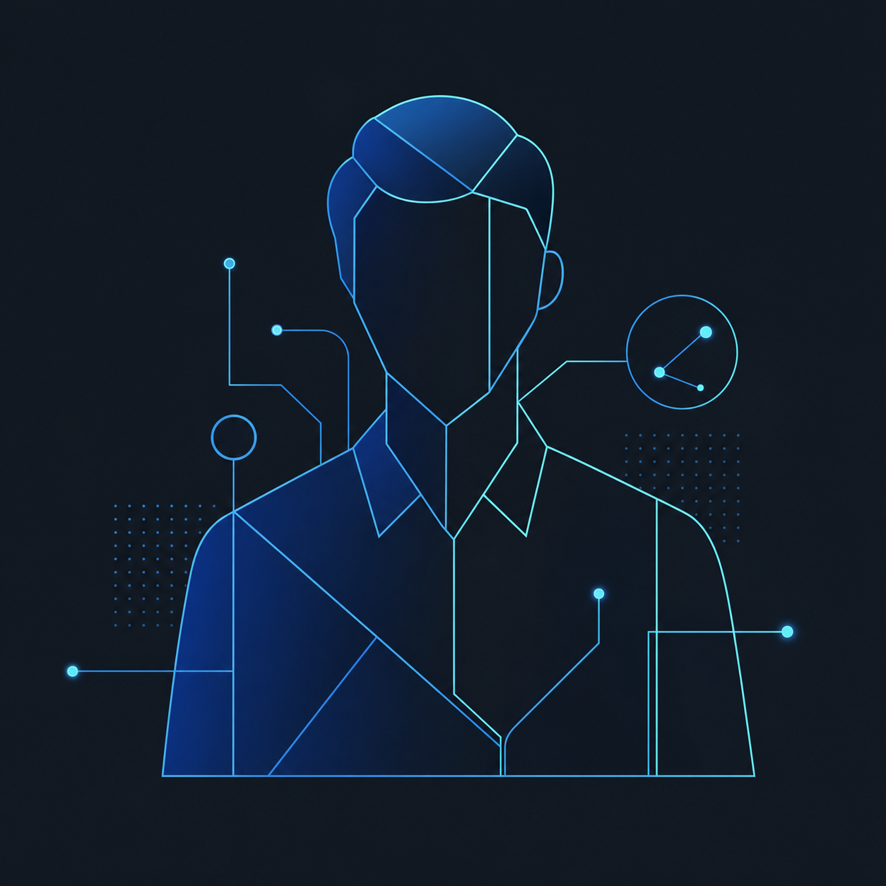 Abstract illustrated graphic representing Youssef Karami, founder of Connecticut Managed IT